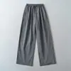 Calça Casual de Tencel em Estilo Relaxado, Novo Modelo de Verão com Cintura Elástica, Cordão, Pregas, Caimento Solto, Emagrecimento, Calça Versátil de Perna Reta