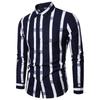 2026 Nueva Camisa de Manga Larga para Hombre Amazon Aliexpress Nuevo Estilo Camisa de Moda Rayada Estampada Impresión Digital