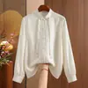 Calidad garantizada, seda, rejuvenecedora, elegante, camisa satinada de estilo chino para mujeres de mediana edad con patrones sutiles y botones de nudo chino, alta gama, adecuada para primavera y otoño