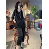 Conjunto de Moda Estilo Dopamina de Algodón y Lino Pantalón Corto con Escote en V Manga Corta Dos Piezas Verano Nuevo Versátil Conjunto para Mujer