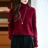 Suéter de Lã Puro Feminino para Outono e Inverno com Agulha Cinco Fios e Gola de Pelo, Tricô Básico Solto com Mangas Longas Versáteis