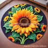 Alfombra Redonda de Dormitorio con Flor Estéreo 3D Felpudo Absorbente Antideslizante para Suelo de Baño Terciopelo de Cristal