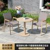 Conjunto de Mesa e Cadeiras com Cadeiras de Tecido em Malha, Mesas de Madeira Plástica, Liga de Alumínio Externa para Pátio Jardim Villa, Personalização de Mesa e Cadeira para Rua Comercial Loja de Chá com Leite