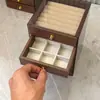 Caixa de joias para anéis, brincos, pulseiras, caixa de armazenamento para joias e acessórios, organizador transparente estilo gaveta de mesa para itens pequenos