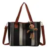 Bolsa Grande Feminina 2023 Nova Moda Bolsa de Lona Listrada Bolsa Tote para o Trabalho Tendência Ombro Transversal Bolsa de Maternidade