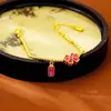Nuevo Pulsera de Oro Arena Antigua, Lazo Retro con Goteo de Aceite, Pulsera de Cuentas de Paz, Tendencia Nacional para Mujer, Joyería Duradera