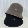 Sombrero de Pescador Estilo Coreano Estilo Fragante para Mujer Otoño e Invierno Estilo Occidental Todo Fósforo Sombrero de Cubo Tejido para Cara Pequeña Cálido Borde de Cuero Sombrero de Cubeta