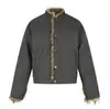 Chaqueta de Algodón Cálida de Invierno para Hombre con Cuello Alto y Cuello de Piel, Tendencia Americana, Holgada, Casual, Botones, Abrigo de Algodón, Regular, Corto