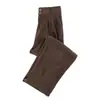 Calça de Veludo Cotelê Moda Marrom Feminina Outono Inverno 2026 Nova Com Pelúcia Cintura Alta Tricô Casual Perna Larga