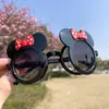 Óculos de sol infantis flip do Mickey Mouse em desenho animado óculos de sol fofos para bebê menina óculos com laço fofo óculos para foto moda