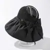 Sombrero de Sol de Verano para Mujer con Lazo, Sombrero de Pescador Transpirable, Sombrero de Sol Anti-UV, Sombrero de Paja para Exteriores, Sombrero de Protección Solar