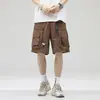 Pantalones cortos de trabajo para hombre para primavera y verano, estilo fino, marca trendy americana, pantalones multibolsillos, funcionales, holgados, de pierna recta, de longitud media