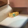 Anillo de Trigo de Diamante de Menta de Alto Carbono de Gama Alta Francés Personalidad Única de Nicho Moda Exquisita Anillo Versátil Anillo para Mujer