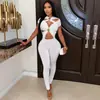 C7845 Cruz 2026 Nueva Ropa para Mujer Europea Americana Sexy Hueca Manga Corta Adelgazante Bodycon Ceñido al Cuerpo Mono Ajustado