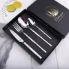 Conjunto de faca, garfo e colher de aço inoxidável para cavaleiro transfronteiriço, colher de sobremesa, garfo, talheres de presente para hotel e restaurante, logotipo pode ser impresso