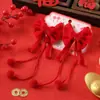 Grampo de Cabelo Grande Laço Vermelho Ano Novo Crianças Grampo Dinastia Han Menina Pequena Estilo Antigo Presilha com Franja Fofo Acessórios de Cabelo de Princesa