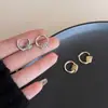 Aretes Redondos de Circonia Galvanizados en Oro Real de 18K, Aretes de Moda y Elegantes y Sencillos, Lujo Accesible de Nicho y Aretes de Gama Alta para Mujeres