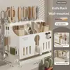 Suporte de faca Jinzhiyuan em aço inoxidável 304 montado na parede, prateleira de armazenamento de cozinha multifuncional com porta-hashis A-014 branco leite cinza chumbo