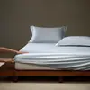 Sábana bajera ajustable de una pieza de algodón egipcio de fibra larga de 100 hilos, clase A, para dormir sin ropa, color liso, para todas las estaciones, sábana bajera de satén de algodón puro