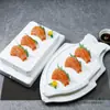 Prato de Gelo para Sashimi Plástico Retangular Prato de Gelo para Peixe Redondo Prato de Gelo para Salmão Preenchido com Água Prato de Sashimi Comercial