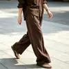 2026 Lino Unisex Casual Pantalones Rectos de Pierna Ancha Fluidos Tallas Grandes Ajuste Holgado Nuevos de Otoño Color Sólido Pantalones Largos Hasta el Suelo Pantalones de Moda