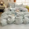 Juego de Ropa de Cama de Algodón Grado Madre y Bebé Clase A de Cuatro Piezas Sábana de Cama 100% Algodón Funda Nórdica Funda de Almohada Faldón de Cama Juego de Tres Piezas para Dormitorio de Estudiante 4