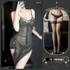 Lingerie Sexy com Costas Abertas, Camisola Transparente com Recortes, Tentação de Puro Desejo com Alças e Laço para Mulheres