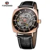 Nuevo Reloj Mecánico Semi-Automático de Acero para Hombre Forsining, Moda Casual Estilo Europeo y Americano, Hueco, Resistente al Agua