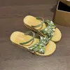 Pantuflas Florales para Mujer, Para Uso Exterior en Verano, Versátiles, Suela Gruesa de 4 cm, Antideslizantes, Sandalias de Moda para Estudiantes, Zapatos de Playa