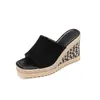 Zapatos de pescador de punta cuadrada, Sandalias de paja para mujer, Nuevo estilo de verano 2026, Punta abierta, Suela gruesa, Tacón ultraligero, Sandalias de cuña casuales