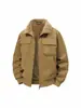 Chaqueta de algodón para hombre con forro polar, engrosada para trabajo, abrigo cálido de invierno con cuello de solapa, chaqueta casual de moda 356
