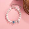 Pulsera de Cristal Perla Diamante Circonita Aguamarina Diseño de Nicho para Niña Lujo Ligero Verano de Alta Gama Pulsera Versátil