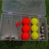 Caixa com conjunto de bolas Luoyang conjunto de pesca com boia vara de mão linha de pesca Lu Ya bean conjunto de pesca pequenos acessórios caixa de conjunto atacado Bloco de chumbo em forma de coração de plástico