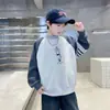 Tamanhos Médio e Grande para Meninos 2026 Novo Tendência Legal Mangas Longas Gola Redonda Moda Estampa de Letras Moletom Outono Casual Bonito