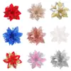 Decoraciones de Navidad Flores de Navidad Li Chen Oro y Plata Rojo Flores Artificiales de Tres Capas Decoraciones para Colgar en el Árbol de Navidad Accesorios para Fotografía