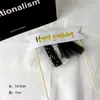 Decoración de pastel de horneado, pancarta de bola de pelo pequeña, tarjeta de decoración de cumpleaños, tapón de inserción, bandera de decoración para mesa de postres de fiesta