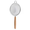 Acero Inoxidable 304 Grado Alimenticio Colador Malla Filtro Cuchara Mango Corto Haya Madera Sólida Jugo Horneado Pequeño Tamiz de Harina