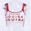 23043Bm Letra Bordada Tirantes Contrastantes para Mujer Verano Ombligo Descubierto Sexy Ajustado Tirantes Finos Chaleco para Mujer Nicho Mayoreo