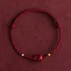 Pulseira de Corda Vermelha com Cabacinha de Cinábrio Fulu para Homens e Mulheres Contas Douradas da Sorte para o Ano do Zodíaco Pulseira Trançada Segura e Lisa Pulseira