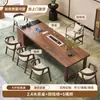 Mesa de té de madera maciza, combinación integrada de juego de té y silla, estilo chino nuevo minimalista moderno, adecuada para uso en la oficina, con una mesa de té grande con estética Zen