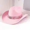 Sombrero del Día de San Valentín Regalo Transfronterizo Sombrero de Vaquero con Pedrería Estilo Navideño Sombrero Cálido a Prueba de Viento Adelgazante para Citas y Sesiones de Fotos