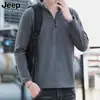 24 Otoño JEEP SPIRIT Nueva Moda Hombre Bordado Media Cremallera Sudadera Moda Casual Cuello Top