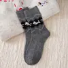 Meias de Lã Outono e Inverno para Mulheres, Estilo Retro Fair Isle, Meias Fofas com Padrão de Cachorrinho em Lã, Meias Longas Engrossadas e Quentes para Mulheres