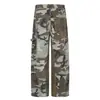 Pantalones cargo estilo americano camuflaje urbano 11KN para hombre y mujer, corte holgado, desgastados, con cordón, patchwork, estampado de leopardo, pantalones rectos de pierna ancha de moda