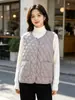 Chal de punto fino con patrón de rombos 510, chaqueta sin mangas cálida y engrosada de otoño e invierno, chaleco versátil de corte holgado