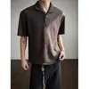 Camisa polo de manga corta para hombre, estilo vintage old money de verano, color liso simple, versátil, holgada, casual, marrón, top con cuello