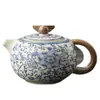 Tetera Xishi de Ru Kiln Azul y Envoltorio de Flores Zhilian para Té Hogar Cerámica Kung Fu Juego de Té Tetera Individual Alta Gama Gran Capacidad