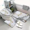 Juego de tres piezas para baño y WC Amazon transfronterizo, alfombrilla absorbente para suelo de baño, alfombrilla decorativa para WC de mármol de franela