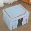 Caixa de Armazenamento Dobrável Transparente com Janela Dupla à Prova de Poeira de Tecido de Algodão e Linho Organizador de Colchas e Roupas Caixa para Armazenamento Sob a Cama