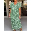 Vestido de Verano Casual Holgado para Mujer con Estampado Nuevo, Cuello en V, Estación Independiente, Transfronterizo Europeo y Americano, 2025
